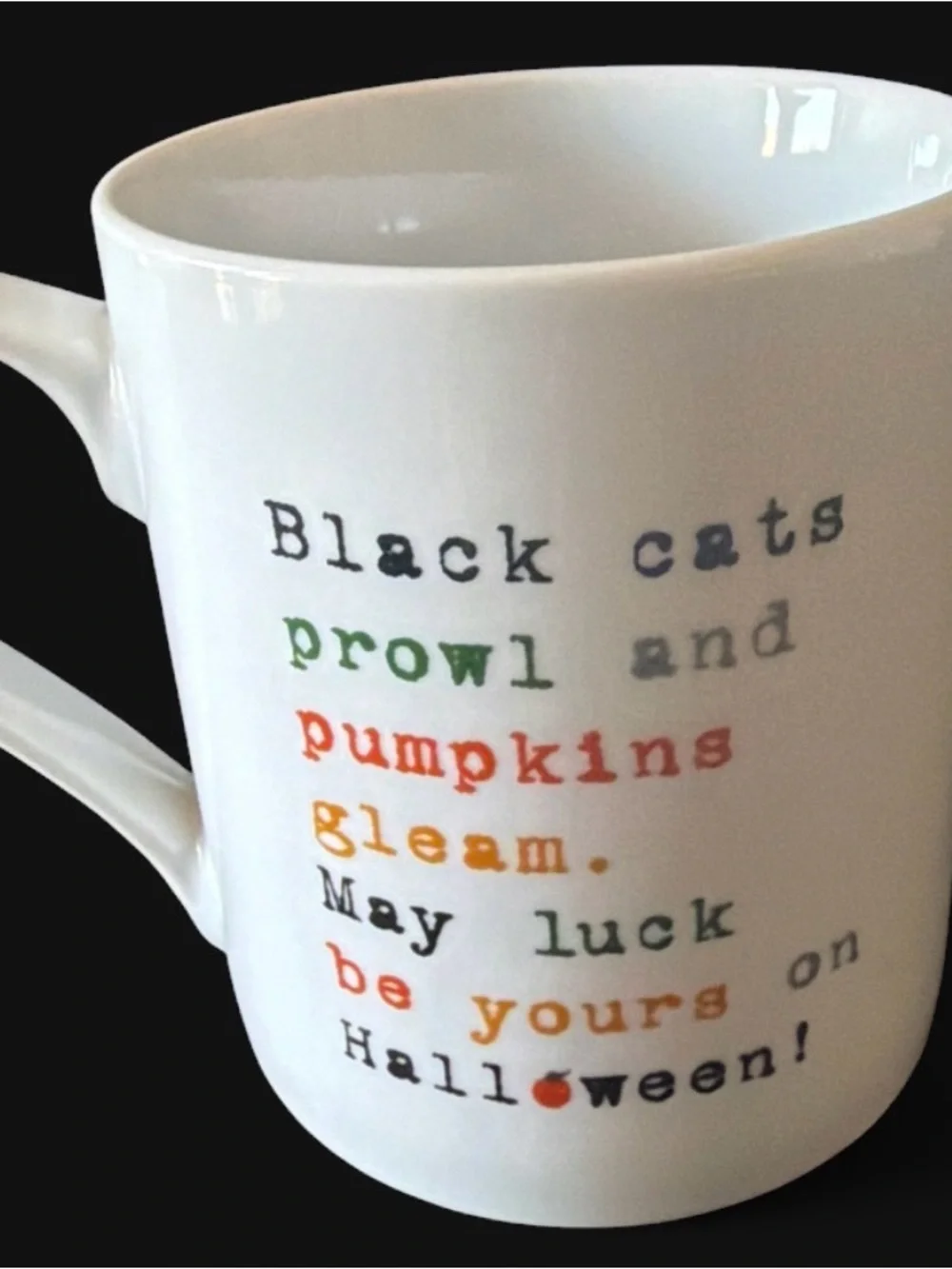 Halloween Cat & Pumpkin White Ceramic Mug